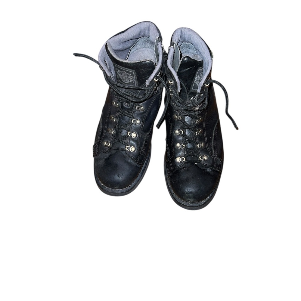Harley-Davidson Black Leather Lace-Up Boots Size 9